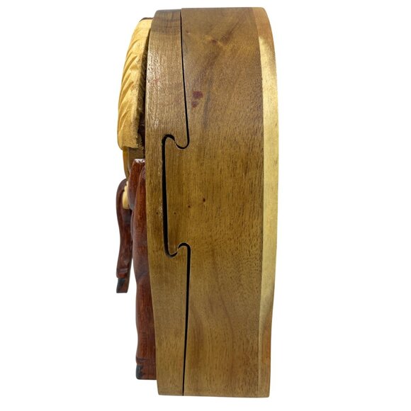 Carved Wooden Horse Puzzle Box With Velvet-Lined Secret Hidden Compartment - Picture 12 of 16